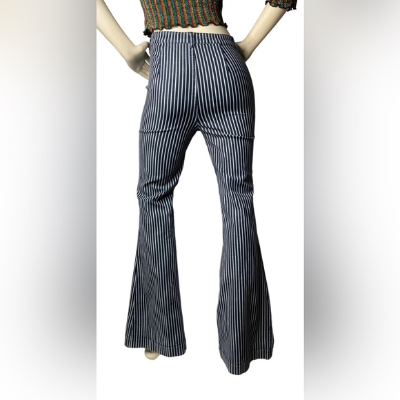 BBJ BOOM BOOM JEANS LOS ANGELES Navy Blue/White Wide Leg Flare Bell Bottom Jeans - Picture 3 of 8